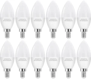 E12 LED Candelabra Bulbs 60W Equivalent E12 Light Bulbs C37 Candle Base Chand... - Picture 1 of 7