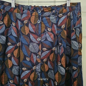 Seasalt Canvas Work Skirt Cord Button Front Size 14 Leaf Pattern Organic Cotton - Picture 1 of 10