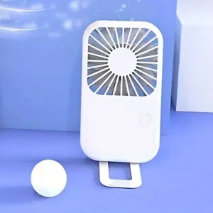 White Handheld Pocket USB Fan with Phone Stand Bracket - Picture 1 of 5