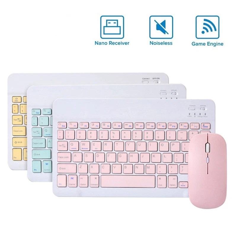 Ultra Slim Wireless Bluetooth Keyboard & Mouse For PC MAC iPad Android Tablet UK - Image 1 of 1