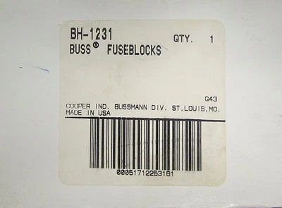  SET OF (2) COOPER BUSSMAN BUSS BH 1231 Fuseblocks  - Image 1 of 4
