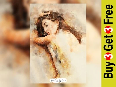 Serene Elegance Figure Watercolor Painting Print 5"x7" on Matte Paper - Изображение 1 из 4