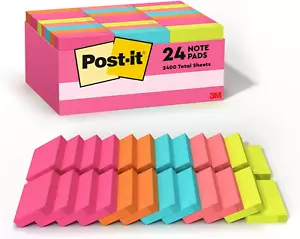 Post-It Mini Notes, 1 3/8 In. X 1 7/8 In., 24 Sticky Notes Pads, 100 Sheets per - Picture 1 of 12