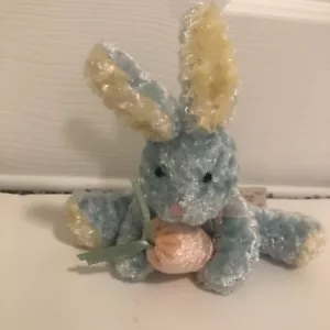 Dan Dee Collectors Choice Bunny Rabbit Plush 5 in. Blue with pink carrot - Picture 1 of 9