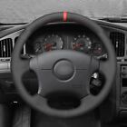 Black Suede Genuine Leather Wrap Car Steering Wheel Cover For Hyundai Elantra