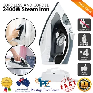 Cordless Corded Steam Iron Multifunction Fast Heat Up 2400W with Charging Dock - Picture 1 of 12