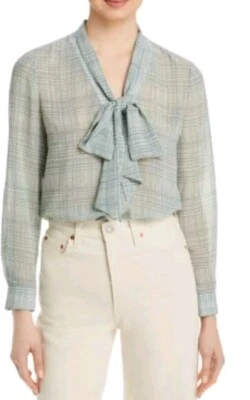 Blusa para mujer Tory Burch estampada verde con lazo de gasa talla 2 #C Foto 1 de 4