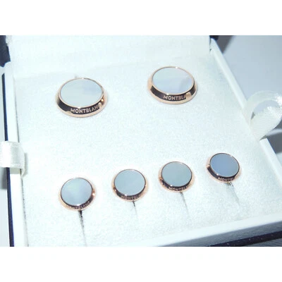 Nuevo de Lote Antiguo* Montblanc Sartorial Madreperla Acero Gemelos y Esmoquin Tachuelas 123784 Foto 1 de 4