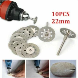 10Pcs Mini Diamond Saw Blade Cutting Discs Wheel+2 Mandrel Dremmel Rotary Set MU - Picture 1 of 6