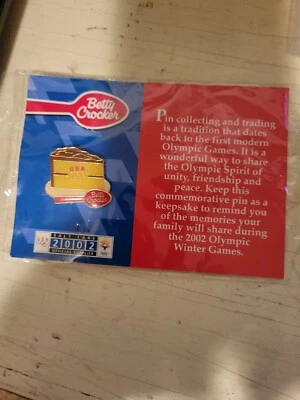 Betty Crocker Salt Lake 2002 Olympic Games Commemorative Label Pin Cake Slice - Image 1 of 2