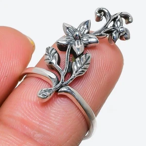 Artisan 925 Solid Sterling Silver Jewelry Cluster Ring Size Adjustable - Picture 1 of 7