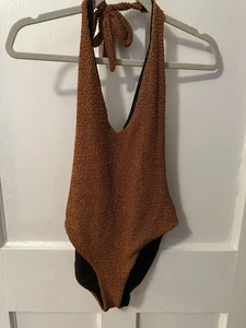 Veronica Beard Salis Ausschnitt Einteiler Cognac Badeanzug Größe Small 278 $ - Bild 1 von 5