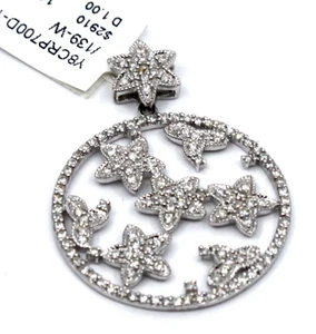 Diamond Circle Stars Pendant 1.Tcw 1.5"in Diameter in 14k Solid White Gold - Picture 1 of 7