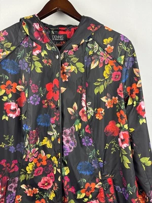 Impermeable Mujer Dennis Basso 1X Negro con Floral Multicolor Foto 1 de 4