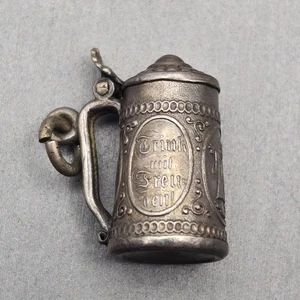 De colección Alemán 800 Plata Miniatura Cerveza Stein Dije .75" Tapa Bisagras 2.70g Bávaro - Imagen 1 de 12