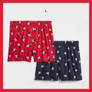 Neu mit Etikett - Herren 2 Stück Gap × Disney 4" Baumwolle Boxershorts, Micky Mouse rot Santa marineblau Gr. L - Bild 1 von 4