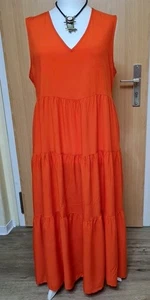 Damen Maxi-Sommerkleid XXL, orange,neu, ärmellos, Viskose, V-Ausschnitt,  - Bild 1 von 5