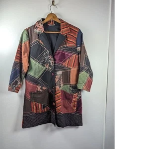 Parsley Sage Long Jacket Women's Large Boho Crazy Patchwork Artsy Embroidered - Picture 1 of 11