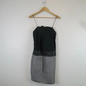 POLECI Womens Dress 2 Gathered Front Sleeveless Black Spaghetti Strap Lined S13 - Picture 1 of 4