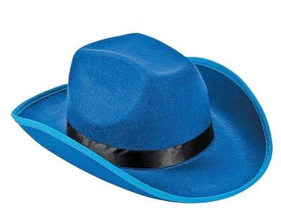 Sombrero de Vaquero Azul Cobalto Adulto Para Mujer/Hombre Fieltro Fiesta Accesorio 23"circ #892 Foto 1 de 4
