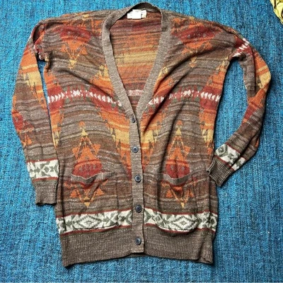 Cardigã leve denim e suprimentos Ralph Lauren asteca mistura de linho sudoeste - Imagem 1 de 4