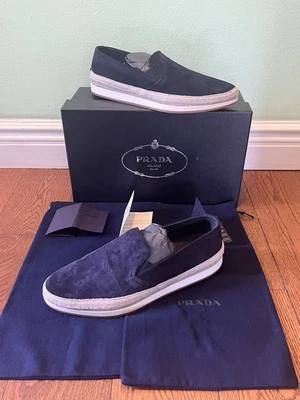 NIB NEW $975 PRADA Biarittz Suede Boat Shoes Loafers - Sz 9 US / 8 UK - Image 1 of 4