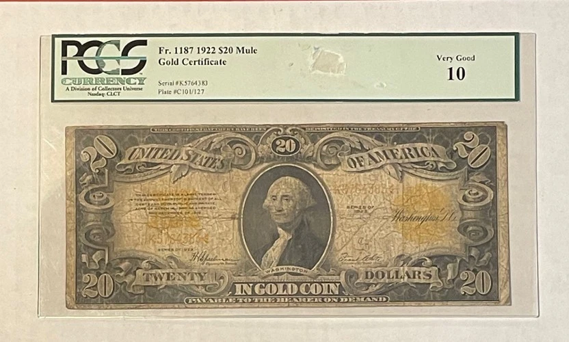 U.S. - Series of 1922 $20.00 Gold Certificate (PCGS Very Good 10) - Image 1 of 2