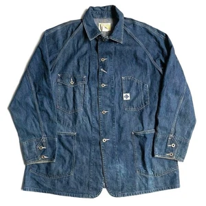 POST O’ALLS Vintage 90s Denim Engineer Jacket USA Made Size L Rare Early Label - Picture 1 of 14