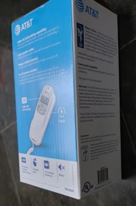 AT&T White Corded Telephone Trimline TR1909 Caller ID Display Dial Wall or Table - Afbeelding 1 van 3