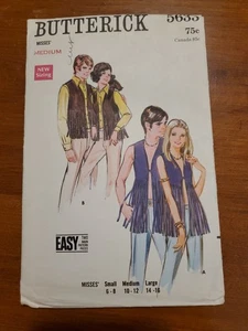 Butterick 5633 Vtg Hippie Leather Fringe Jacket Misses Medium FF Sewing Pattern - Picture 1 of 3