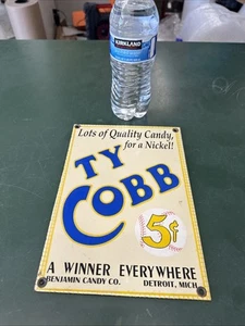 Vintage Ty Cobb Porcelain Sign Benjamin Candy Company - Picture 1 of 24