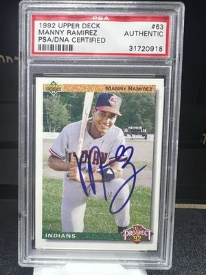 1992 Upper Deck Manny Ramirez #63 AUTO PSA/DNA AUTHENTIC ROOKIE - Image 1 of 2