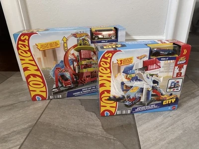 Hot Wheels City Super Loop Fire Station and Police Tower Sets  - Image 1 of 4