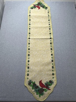 Wal-Mart Table Runner Cardinal Pinecone Holly Christmas Holiday Winter Decor - Image 1 of 4