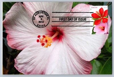 #4750 La Florida Red and Pink Hibiscus FDC Maxi Card - Image 1 of 2