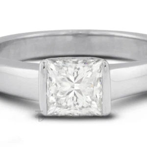 Solitär-Verlobungsring 3/4 kt F SI1 Princess natürlicher zertifizierter Diamant 14 kt - Bild 1 von 8