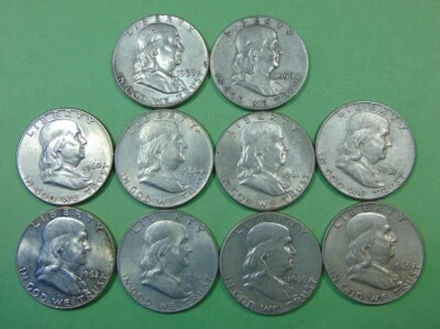 THE LAST TEN FRANKLIN HALF DOLLARS 1959 TO 1963-D - Image 1 of 3
