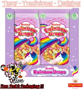 Swizzels RAINBOW DROPS Unicorn Edition 80g Large Bags Traditional Retro - 8 bags - Picture 1 of 1