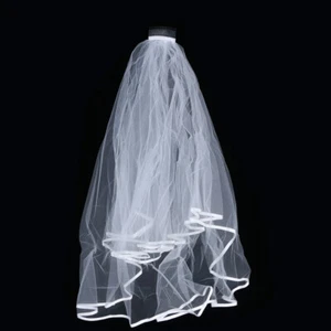 Velo da sposa pettine donna pizzo velo da sposa corto 2 strati tulle - Foto 1 di 11