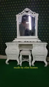 Ivory Cream designer 130cm French style Rococo dressing table carved fr mahogany - Picture 1 of 2