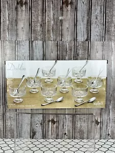 Godinger Dublin Collection 16 Piece Crystal Taster Dessert Set Bowls And Spoons - Picture 1 of 4