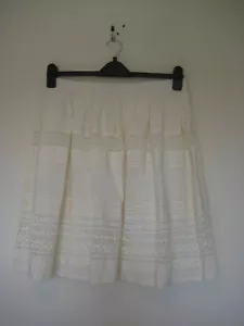 Somerset by Alice Temperley 100% silk cream pleated laced skirt size 14 - Picture 1 of 5