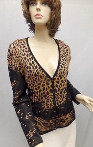 ESCADA Brown NWOT Animal Print Button Up Cardigan SIZE 40 - Picture 1 of 8