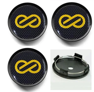 Tapacubos centrales de llantas de aleación con insignia dorada negra carbono Enkei de 75 mm 4 piezas - Imagen 1 de 4
