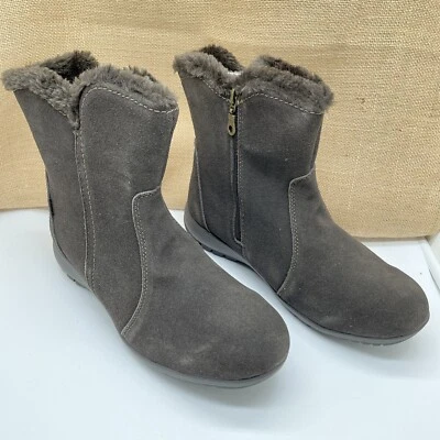 Sporto Womens Suede Boots Karmen Waterproof Chocolate Sz 9.5 Wide Faux Fur Trim - Image 1 of 4