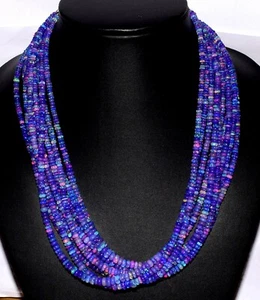 Opal Beads Necklace 16"Natural Ethiopian Purple Opal Gemstone Beads Strands - Picture 1 of 5