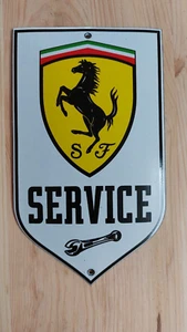 SF FERRARI SERVICE ENAMEL GARAGE SIGN EMAILE SCHILD NEU 15x10cm = 5,91x3,43 Zoll - Bild 1 von 5