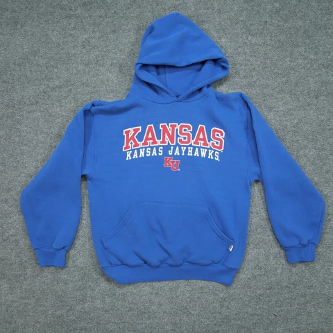 University Of Kansas Hoodie Adult Small Blue Pullover KU Jayhawks Mens 90s Y2K Cover