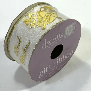 Wedding Details Wire Edge Ribbon Gold Sheer Best Wishes Wrap Bow Gift 1.5" x 4yd - Picture 1 of 23