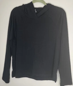 RBX Black Stretch Pullover Activewear Hoodie Womens Knit Top Shirt Sz M - Picture 1 of 9